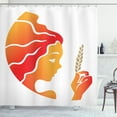 thumbnail image 1 of Zodiac Virgo Shower Curtain, Warm Colored Fantastic Woman with an Ear of Wheat Horoscope Art, Fabric Bathroom Set with Hooks, 69W X 84L Inches Extra Long, Vermilion Orange Cocoa, by Ambesonne, 1 of 3