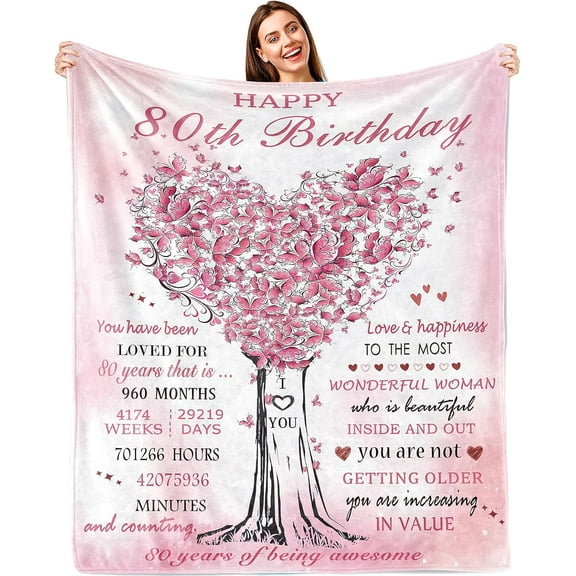 80th Birthday Gifts for Women Blanket 60"x50",Best 80th Birthday Gifts,80th Birthday Decorations for Women,Happy 1944 80th Birthday Gifts Ideas,Gifts for 80 Year Old Woman Throw Blanket