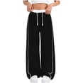 thumbnail image 2 of Girls Parachute Pants Y2K Wide Leg Cargo Sweatpants Drawstring Waist Jogger Pants with Pockets, 2 of 8