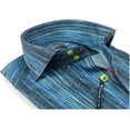 thumbnail image 3 of Men's Axxess Turkey Shirt 100% Egyptian Cotton High Collar 224-21 Teal Fancy, 3 of 6