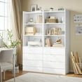 thumbnail image 4 of White Storage Cabinet Bookshelf with 3 Drawers, Tall Kitchen Pantry Bookcase with Storage Shelves for Home Office Living Room Study, 4 of 8