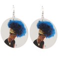 thumbnail image 4 of Pendientes de Gancho de affricano de Joyería de Mujer Y Tribal Artes Bohemias , Multicolor Salvador Pendientes colgantes de madera, 4 of 10