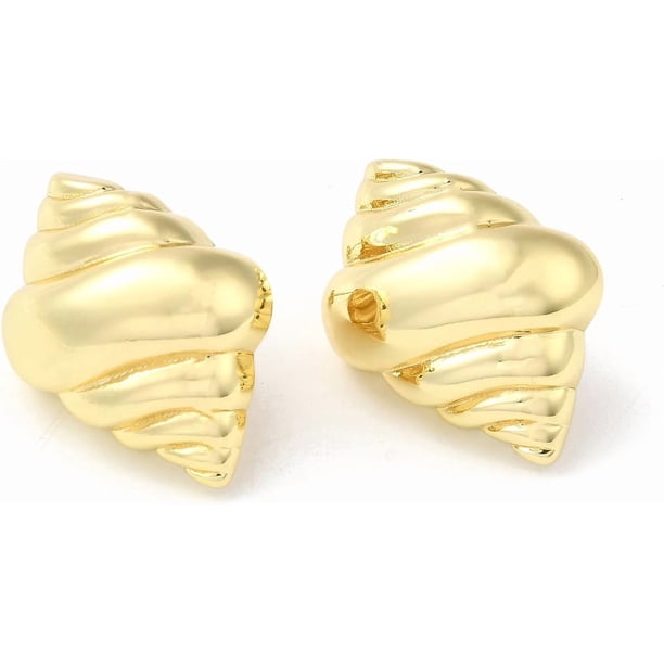 Pendientes de botón de latón chapado en oro pulido con diseño geométrico minimalista, joyería ligera para mujer