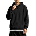 thumbnail image 3 of OIOLOYJM Mens Hoodies Casual Basic Oversized Drawstring Warm Athletic Hooded Sweatshirts Retro Classic Business Work Tops with Pocket Black L, 3 of 5