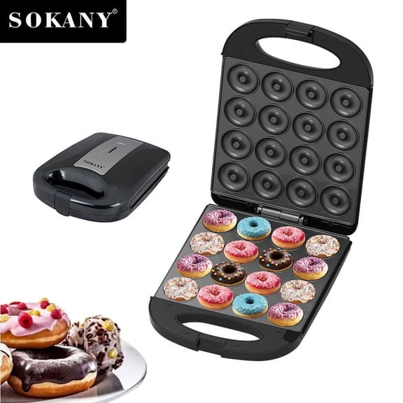 Mini Donut Maker, Mini pancakes maker Machine, Bake 16 Mini Doughnuts, Non-stick Surface, cake machine, Double-sided heating, Perfect for Breakfast, Snacks, Desserts & More