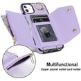 thumbnail image 5 of for iPhone 11 Phone Case Wallet with Strap for Women,Crossbody Lanyard and Wristlet Strap,Zipper Pocket,Credit Card Holder,Ring Stand,RFID Blocking Phone Wallet Cases(6.1 inch,Purple), 5 of 18