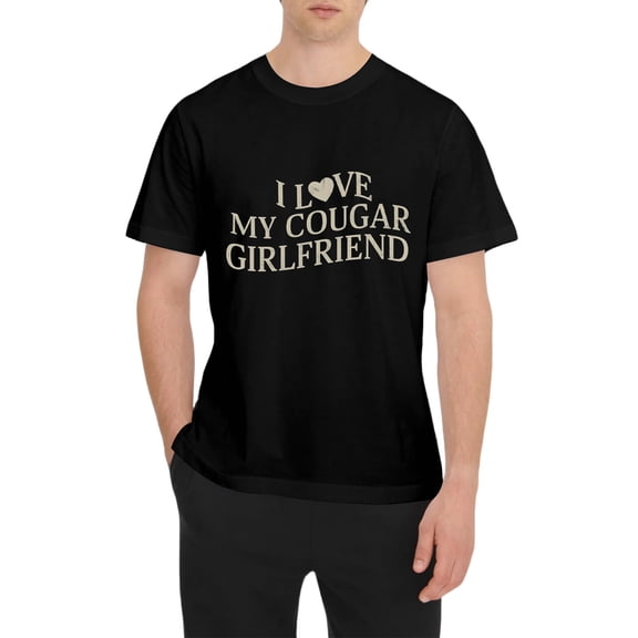 I Love My Cougar Girlfriend Shirt, Boyfriend Gift, I Love My Girlfriend Tee, I Heart My Cougar Shirt, Valentines Gift, for men, for woman Casual Cotton Classic