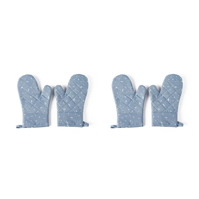 Bewildely 1 par de guantes de lona para horno microondas, portátiles, reutilizables, coloridos, colgantes, protectores, guantes de cocina para el hogar, Azul 2piezas Bewildely CBP485635