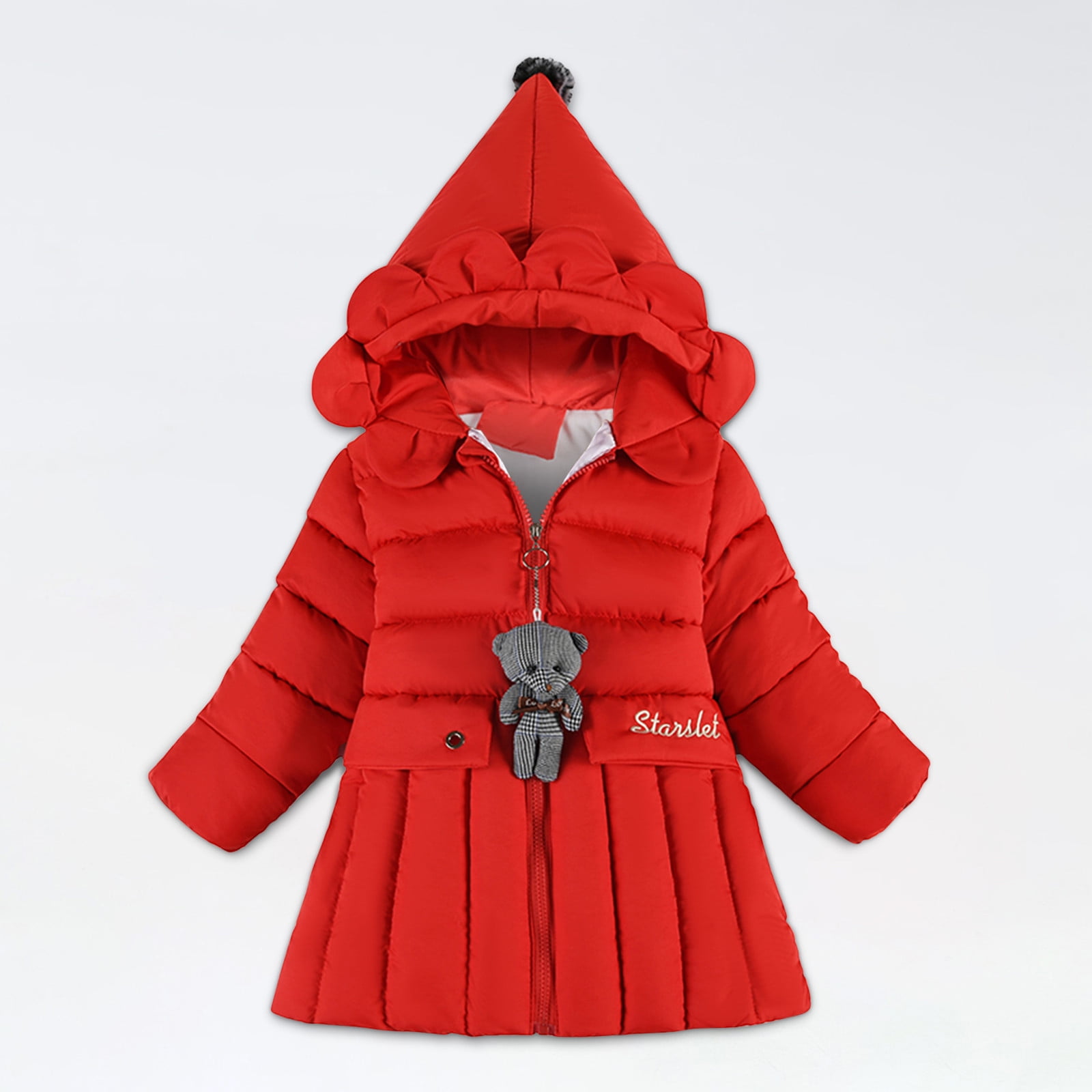 Cethrio Children Coat Clearance Fall And Winter Casual Thick Red