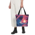 thumbnail image 5 of Pofeuu Hawaiian Island Beach Shark Print Women Fashion Shoulder Handbags Top Handle Satchel Bags Tote Shoulder Shopping Bag Stylish Canvas Tote Bag, 5 of 6