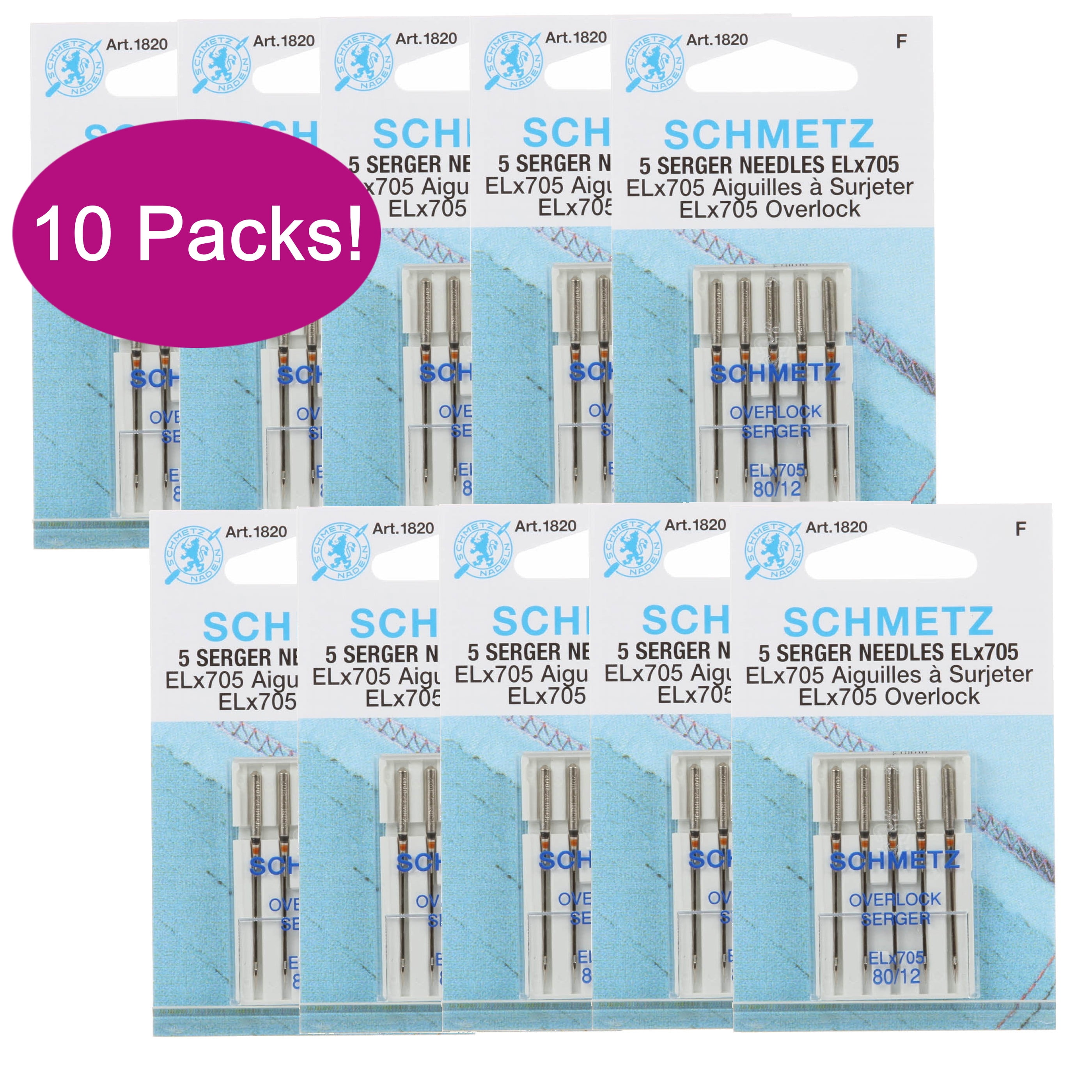 Schmetz Serger Needles Size 80/12, ELx705 (1820), 5 Count, Multipack of