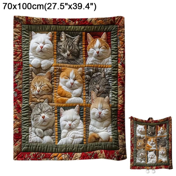 Flannel Blanket Cute Sleeping Cats Quilt Blanket - Cozy U Decor Stylish K