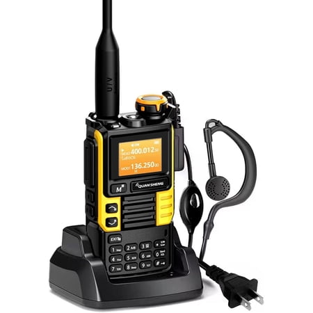 UVK5(99) AM/FM/DTMF Walkie-Talkie 200CH 20-1000MHZ Walkie-Talkie NOAA Weather Forecast with Flash Copy Frequency Tpye-C LCD Display for Hiking Camping Travel Two-Way Radio (Yellow)