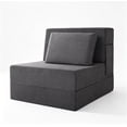 thumbnail image 1 of Sofá Cama Plegable Individual con Almohada, Gris Oscuro, Tela Transpirable y Espuma de Alta Densidad, 1 of 4