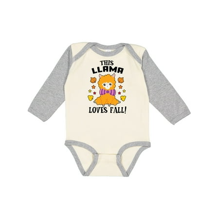 

Inktastic Cute This Llama Loves Fall with Leaves and Stars Gift Baby Boy or Baby Girl Long Sleeve Bodysuit