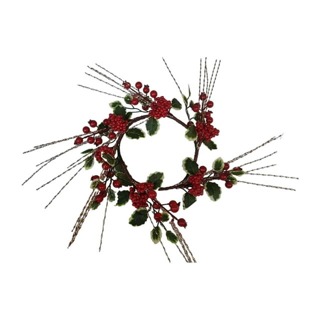 Anillo de vela de Navidad, decoración del hogar de corona de Navidad, adorno, decoración de Navidad de corona de vela para boda de Navidad en interior Estilo E