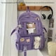 thumbnail image 4 of Mochila Diaria De Gran Capacidad, Mochila Ajustable Para Estudiantes De La Escuela Oxford, Bolso De Hombro Doble, Púrpura, Negro Y Caqui Con Colgantes Bolso Con Cremallera, 4 of 4