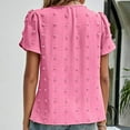 thumbnail image 4 of vigerkar Women 2025 Summer V Neck Ruffle Short Sleeve Blouse Swiss Dot Flowy Shirt Tunic Top Hot Pink, S, 4 of 6