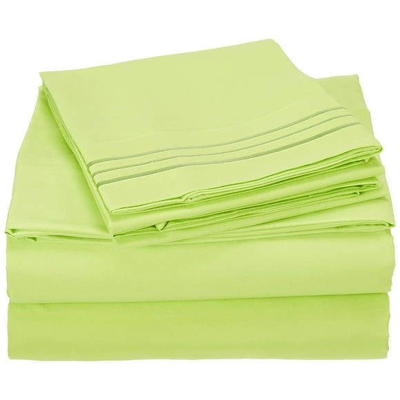 MattRest Luxury Silky-Soft 1800 Series Premium Collection - Wrinkle-Free 4-Piece Bed Sheet Set, Deep Pocket up to 16 inch, King Lime