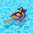 thumbnail image 4 of Water Pool Lounge Chair Float for Adults, Inflatable Swimming Hammock Float Foldable Seat Lounger Recliner (Blue), 4 of 7
