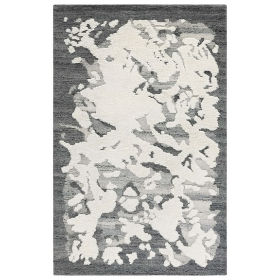 SAFAVIEH Casablanca Chloe Abstract Shag Area Rug, Dark Grey/Ivory, 8' x 10'