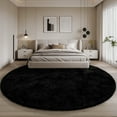 thumbnail image 5 of KIXINWA Black Round Rug for Bedroom, Fluffy Circle Rug for Kids Room, 5x5 Feet Plush Area Rug for Bedroom, Soft Fuzzy Circular Rug, Non Slip Shaggy Living Room Rug, Nursery Dorm Cute Rug Décor, 5 of 5