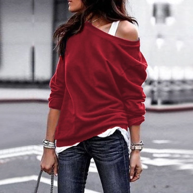 off the shoulder long sleeve t shirt