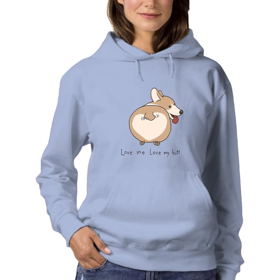 Cute Corgi Love Me . Hoodie Women -Image by Shutterstock, Female 5X-Large