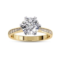 Solitaire Engagement Ring for Women | Center 7MM Round Cut Lab Created Moissanite Wedding Promise Rings in 14K Solid Yellow Gold Jewelry Gift for Her, Ring Size 8.5