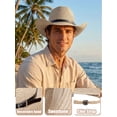 thumbnail image 4 of Gustave Straw Cowboy Hat for Women Men Wide Brim Fedora Sun Hat Shapeable Western Cowgirl Hat Summer Beach Hat with Windproof Chin Strap - White, 4 of 7