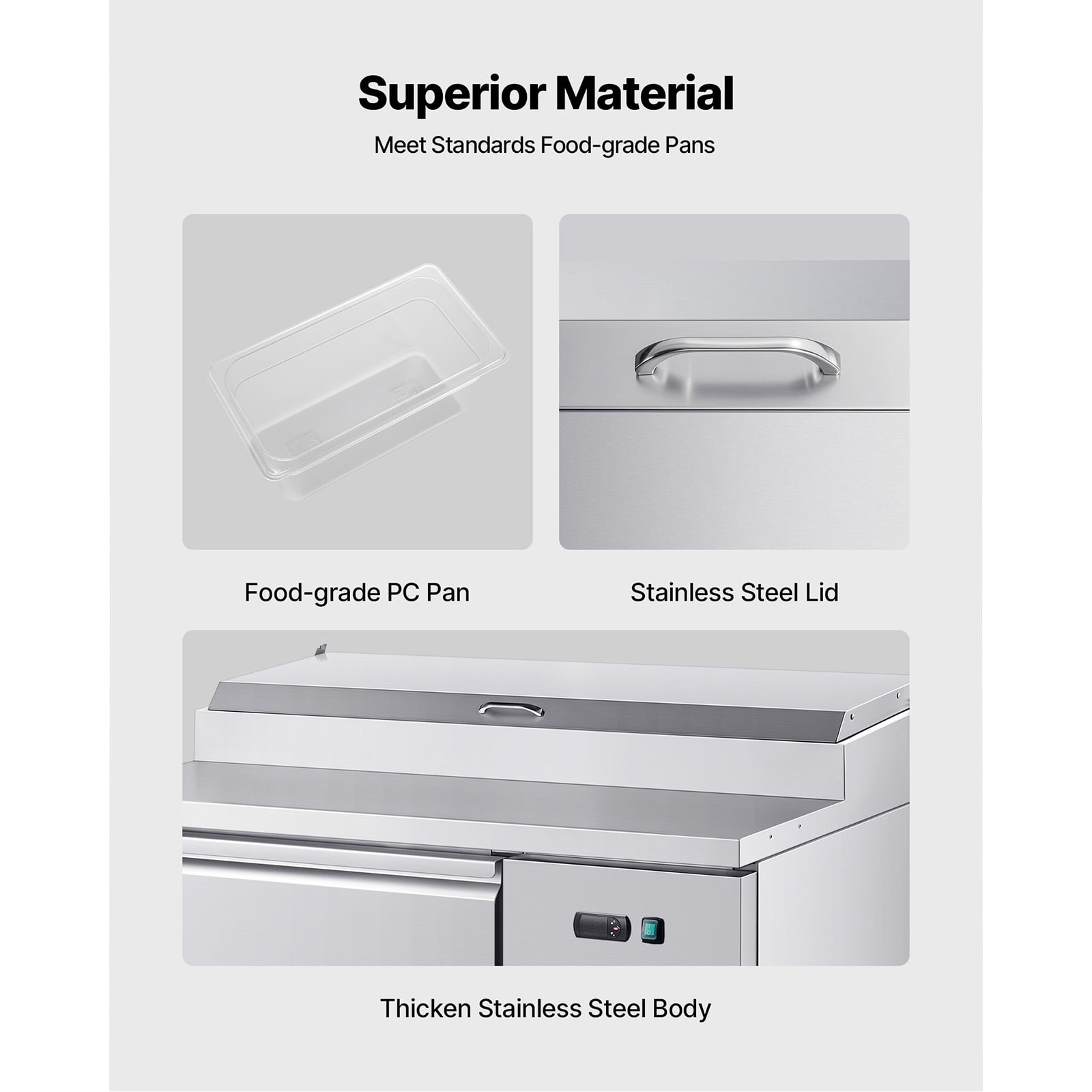 KFFKFF Commercial Refrigerator, 44" W Pizza Prep Table with Refrigeration, 20" Wide Countertop Food Prep Station, 11 Cu.Ft Single Door Salad Fridge, 6 Pans Worktop with Cutting Board