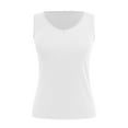 thumbnail image 6 of Povozer Womens Ribbed Tank Tops Square Neck Summer Sleeveless Slim Fitted Color Block Basic Knit Tee Shirts(White,L), 6 of 6