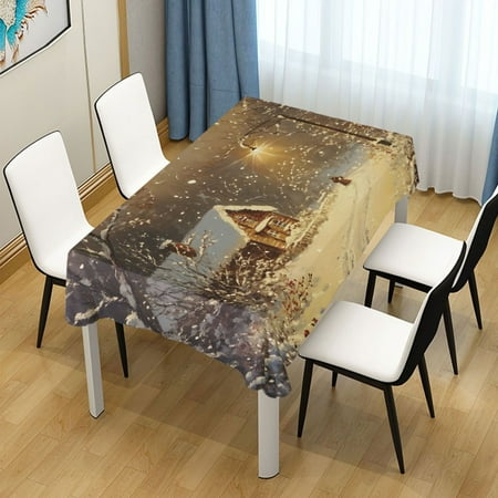

ALAZA Christmas Night Winter Rectangle Tablecloth Tablecover Dinning Table Cloth 60 x60