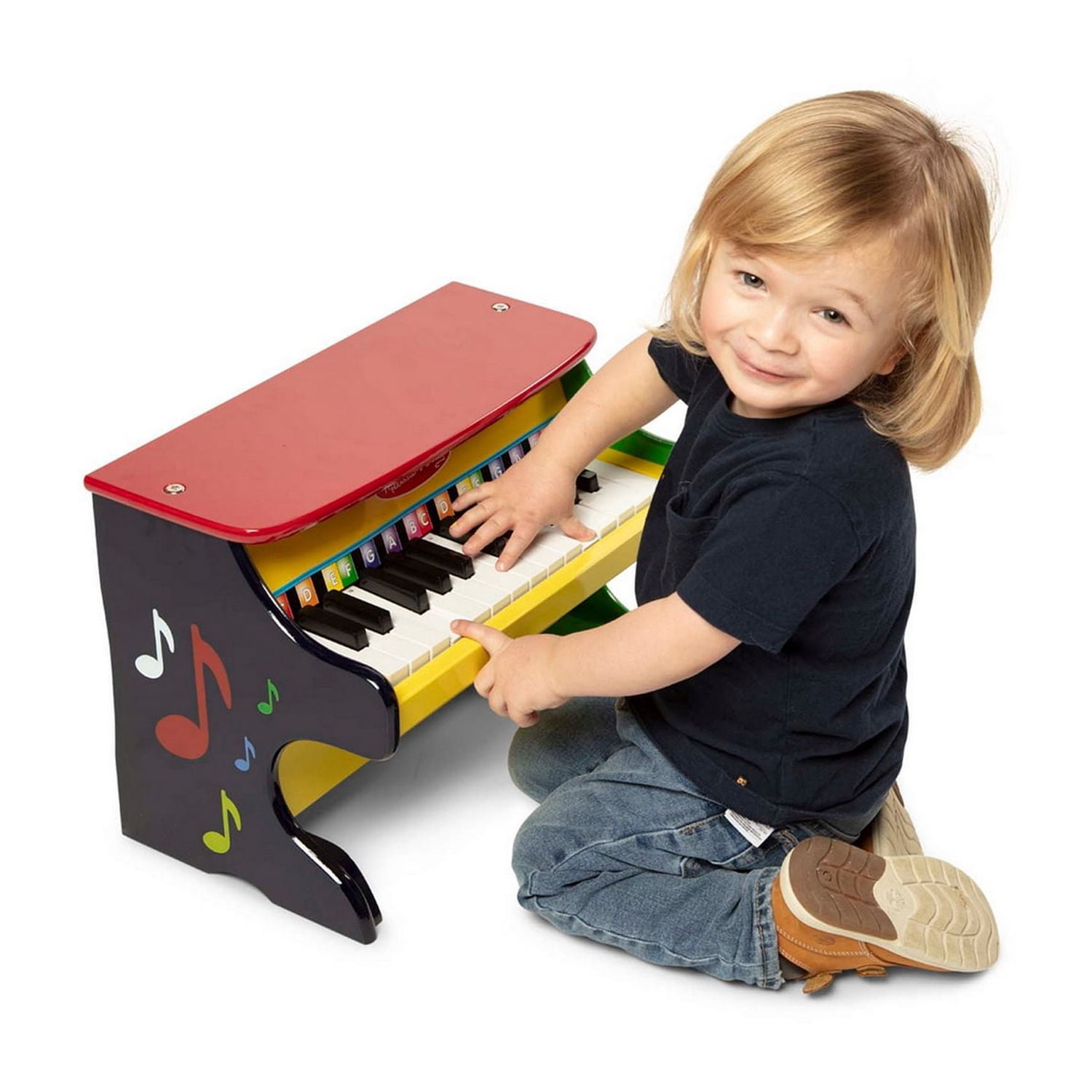 Melissa & Doug Learn-to-Play Piano with Wooden Table & Chairs, White