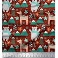 thumbnail image 1 of Soimoi Red Japan Crepe Satin Fabric Bear & Reindeer Cartoon Fabric Prints By Yard 42 Inch Wide, 1 of 3