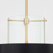 8013-0880 Quorum Lighting 1 Light Drum Pendant in Contemporary style - 12 inches wide by 19.75 inches high-Aged Brass/Studio White Finish