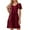 Burgundy, variant on Fancyglim Women Dresses Plus V Neck Short Sleeve Casual Dress with Pockets M-4XL