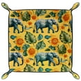 thumbnail image 2 of Women Girls Leather Square Dish Trinket Plate Jewelry Tray for Mothers Day Birthday Gift, Elephants Sunflower Palm Pattern, 2 of 6