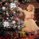 thumbnail image 2 of 12 Pieces Glitter Christmas Tree Decoration, Christmas Tree Decoration Ornament Christmas Flower Decor, Christmas Tree Pendant (White, 16 cm), 2 of 3