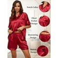 thumbnail image 4 of Satin Matching Pajamas Sets Couple Silk Button Down Nightwear Short Sleeve Sleepwear 2 Pieces Loungewear with Shorts, 4 of 7