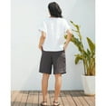 thumbnail image 2 of Amazhiyu Womens Pure Linen Summer Casual High Waisted Bermuda Shorts for Lounge Beach, 2 of 9