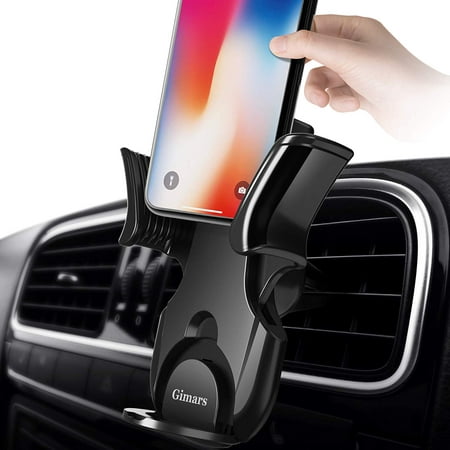 Car Phone Mount, Gimars No Shaking Secure Springback Lock One Hand Corporation Air Vent Car Phone Holder Compatible with Samsung Note iPhone X 8 7 6s Plus Huawei Google LG HTC GPS and
