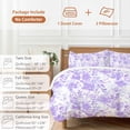 thumbnail image 6 of 3 Piece Purple Flowers Duvet Cover Set Queen Size, Microfiber Comforter/Quilt Cover with Corner Ties and 2 Pillowcases, Watercolor Summer Botanical Floral All Season Soft Bedding with Zipper Closure, 6 of 8