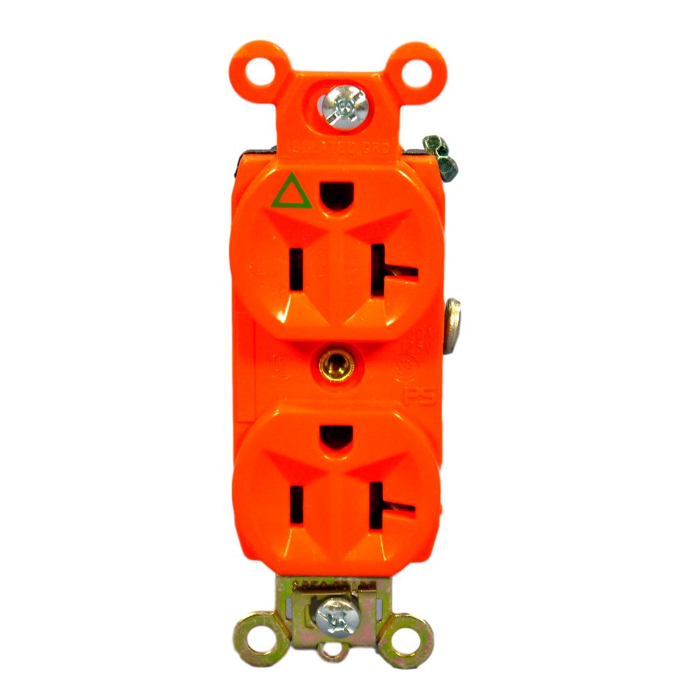 Pass & Seymour Orange ISOLATED GROUND Duplex Outlet Receptacle 20A