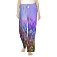 thumbnail image 2 of Kdxio Women's Comfy Stretch Colorful Purple Cosmos FlowerPrint Drawstring Pajama Pants-X-Large, 2 of 9