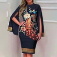 thumbnail image 2 of QIPOPIQ Robes pour Femmes Robe à Étages Fumée Manches Courtes Robes Décontractées Col Rond Robe d'Été Imprimé Fermeture Éclair Boutons Robes Offres 2023, 2 of 6