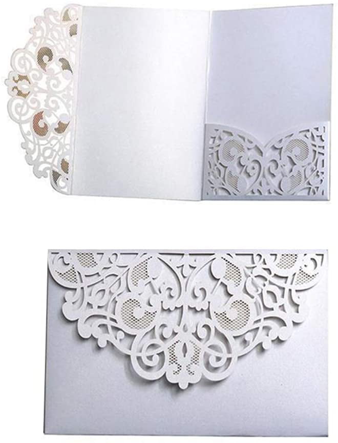 Details about   10pcs Floral Lace Laser Cut Wedding Invitation Card Party Blank Envelopes 