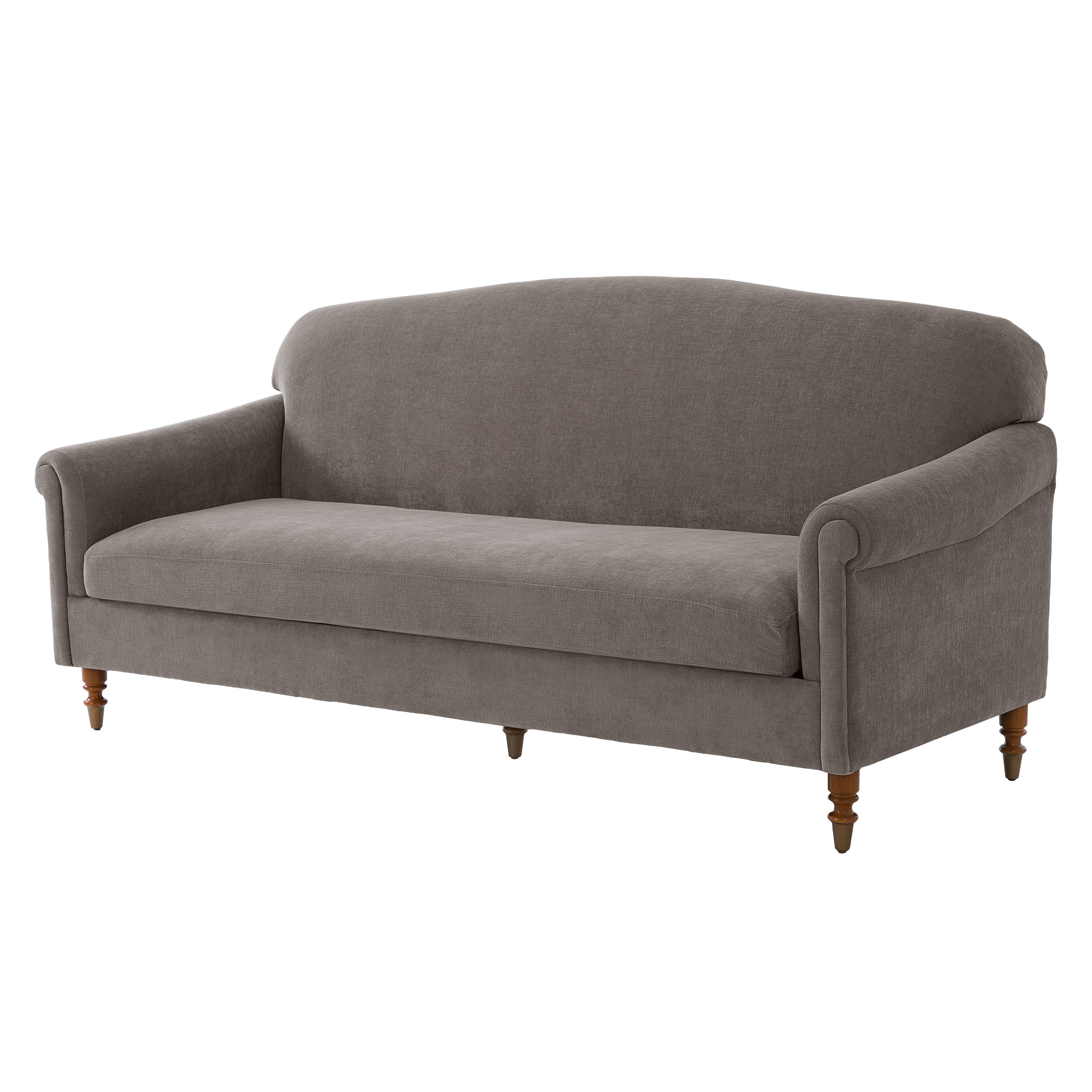 Elegant 77.5-Inch Loveseat Sofa with Rolled Arms and Chenille Upholstery, 2-Seater Couch for Living Room and Reading Corner, Brown