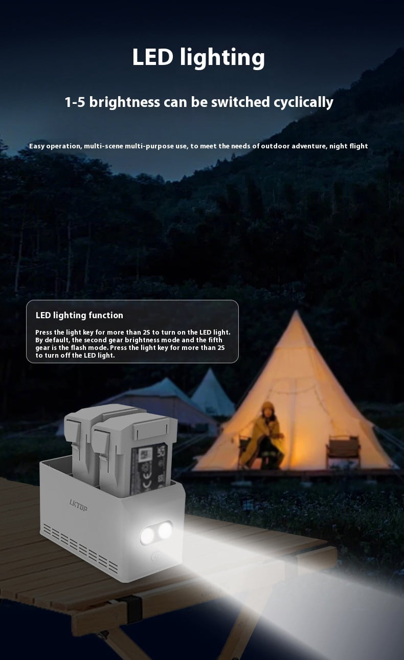 Bigcan Dual-Way Charging Hub for DJI Mini 4 Pro/Mini 3 Drone Batteries – 37W High-Power Input, LED Light, Portable Power Bank with Intelligent Temperature Control