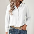 thumbnail image 2 of Fiaer,Long Sleeve Shirts for Women,Womens Button down V Neck Blouses ,Women's Loose Fit Casual Trendy Lapel Collared Tops White XL, 2 of 5